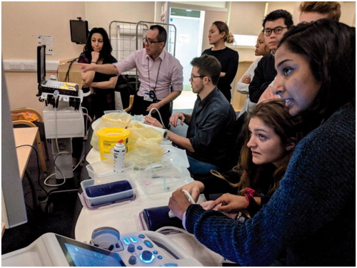 Figure 1. Student nephrology society: students learning interventional skills.