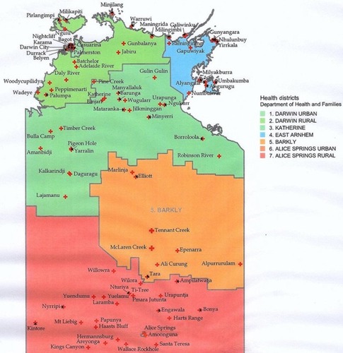 Figure 1 Top End Health Service map, NT, Australia.