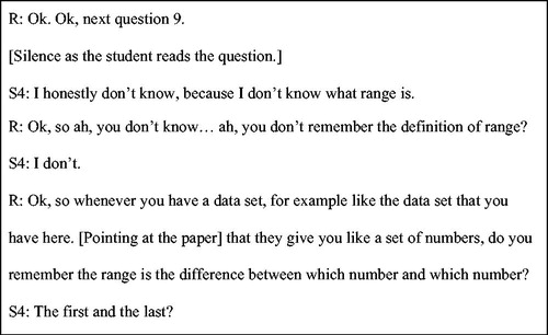 Figure 4. Excerpt from Student 4 interview.