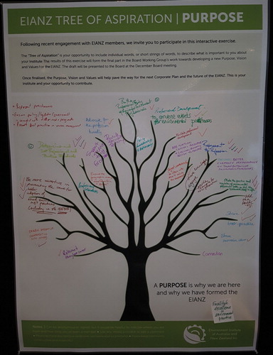 Figure 1: Tree of aspiration – purpose - filled at the EIANZ Annual Conference 2018