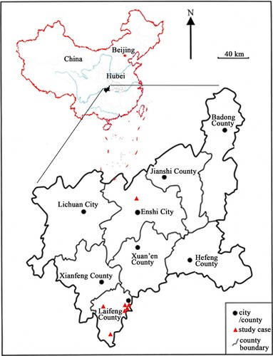 Figure 1. The locations of study cases in Enshi Tujia and Miao Autonomous Prefecture, Hubei, China.
