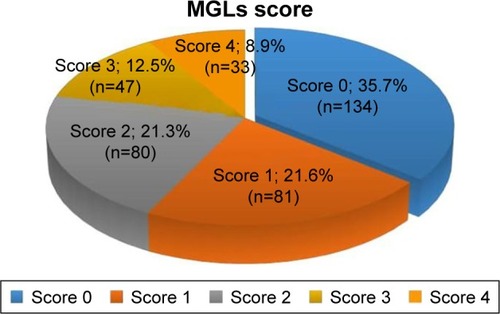 Figure 1 The frequency and percentages of respondents according to MGLS score.