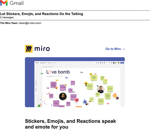 Figure 1. Marketing email from digital collaboration platform Miro.