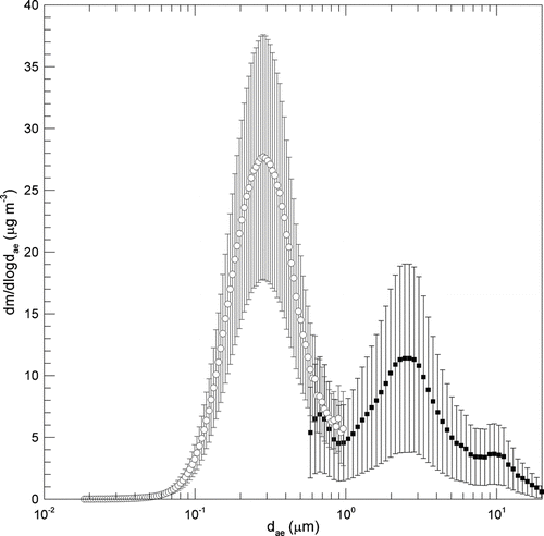 FIG. 2 Average mass concentration distribution referred to the 5–10 September 2008 period.