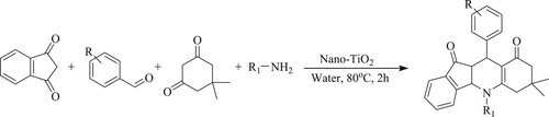 Scheme 29. TiO2-NPs catalyzed green solvent-based synthesis of quinoline derivatives.