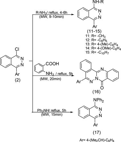 Scheme 3. Reactions of chlorophthalazine 2 with primary and secondary amines.