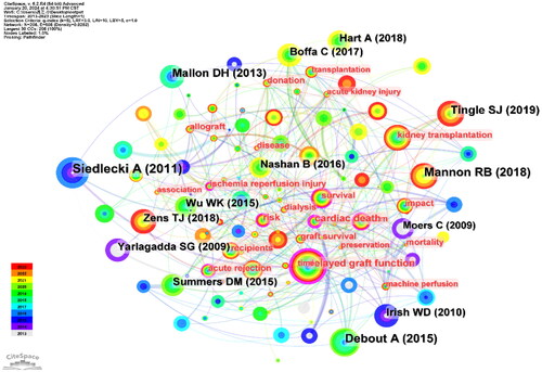Figure 8. Keyword and cited document Co-occurrence Network by CiteSpace (k = 5): connects keywords with the most frequently cited documents, illustrating the thematic focus of the literature.