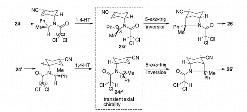 Scheme 12. Heterofacial mechanism in a translocation–cyclization reaction.