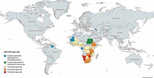 Figure 1. Geographic distribution of the SRA CRP approvals.