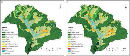 Figure 4. Land cover map of the study area: (a) 1978 and (b) 2010.