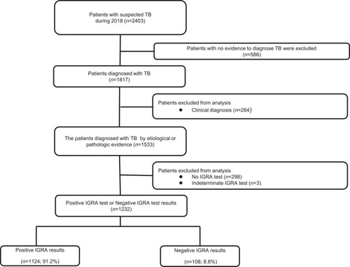 Figure 1 Flowchart of enrollment of patients with suspected tuberculosis.