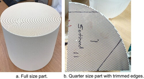 Figure 1. Full size or trimmed quarter size DPF parts in X-ray CT scans.