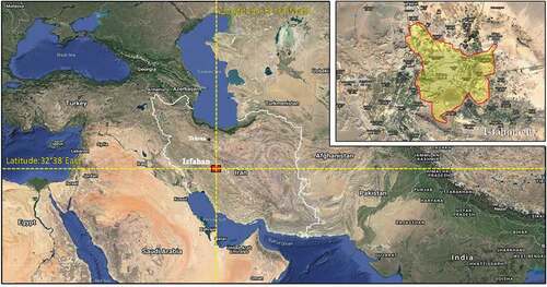 Figure 1. Geographic location of Isfahan city in Iran