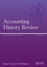 Cover image for Accounting History Review, Volume 28, Issue 1-2, 2018