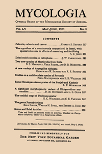 Cover image for Mycologia, Volume 55, Issue 3, 1963