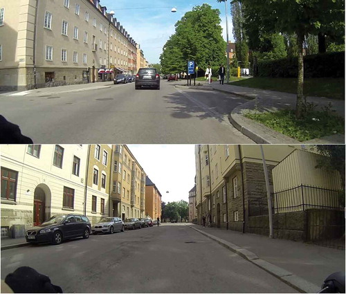 Figure 1. Screenshots from a handle-bar mounted, forward-facing camera in Field Study 1, where the cyclist rode on the street