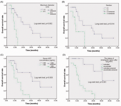 Figure 2. Log-rank analysis of overall survival stratified according to the four main variables.