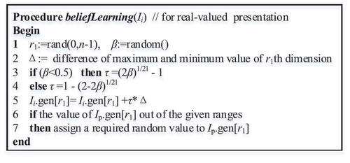 Figure 3. Pseudo-code for the belief learning operator for the real-valued presentation.