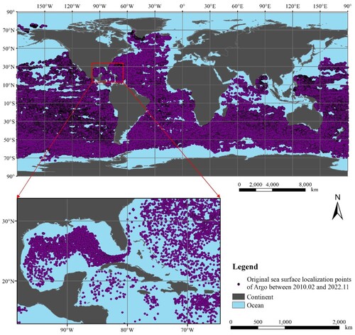 Figure 7. Original sea surface localization points of Argo (February 2010 to November 2022).