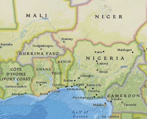 Figure 1. Map of Benin, Nigeria and Niger (source: Bensassi et al., Citation2019).