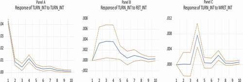 Figure 4. Impulse response functions for ETFs tracking international benchmarks