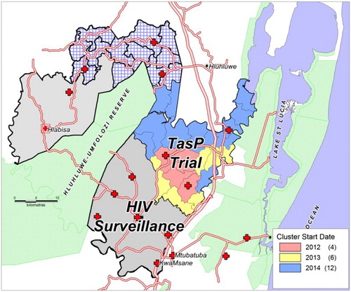 Figure 1. The ANRS 12249 TasP trial area, in Hlabisa sub-district, KwaZulu-Natal (South Africa) (Used with permission).Source: Africa Centre.