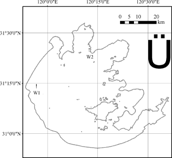 Figure 1. The experimental locations in Lake Taihu, China.