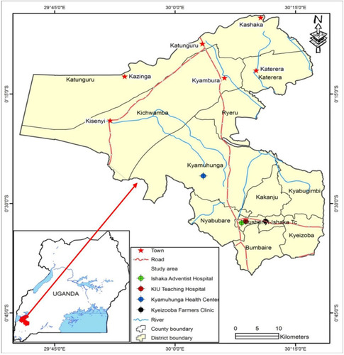 Figure 1 Map showing locations of the sampling areas (hospitals).