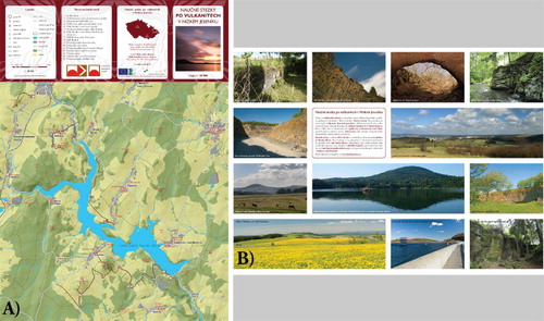 Figure 4. Touristic map (1:35,000) of the education trail: (a) front and (b) reverse side.