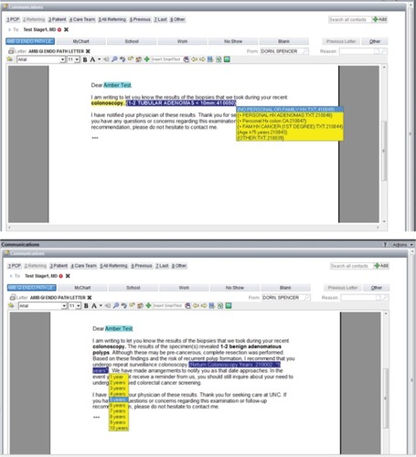 Figure 2 Colonoscopy pathology SmartText letter.