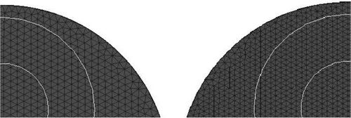 Figure 7. Numerical mesh used for retrieval procedure (left) and simulation (right).