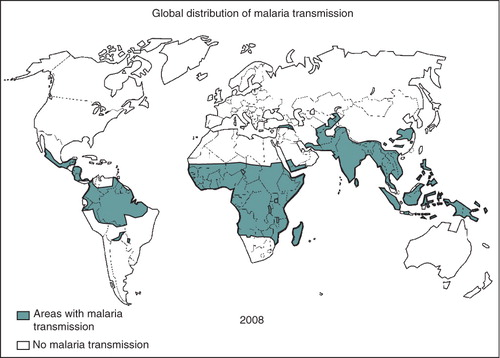 Figure 2. Global malaria distribution 2008.