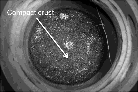 Figure 10. Melt crust at the cavity floor.