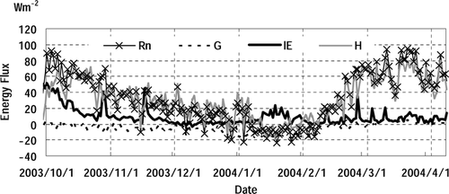 Figure 13 Daily average of surface energy fluxes at BJ site calculated by Bowen ratio methods.