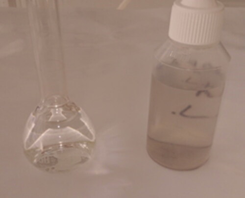 Figure 1. Color change of the sample during electrolysis (from colorless to gray).