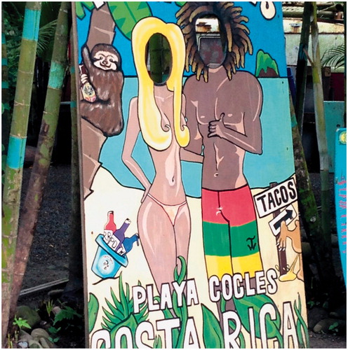 Figure 1 “Photograph spot” outside a popular bar in Puerto Viejo. (Photo collection of Susan Frohlick)