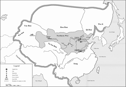 Figure 1. Northern Wei regime during the Song and Wei dynasties of China (447 AD), redrawn by the author from the historical atlas of China by Tan (Citation1996).