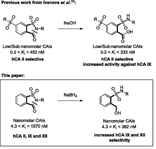 Figure 1. Reductive ring opening approach to the synthesis of novel CAIs.