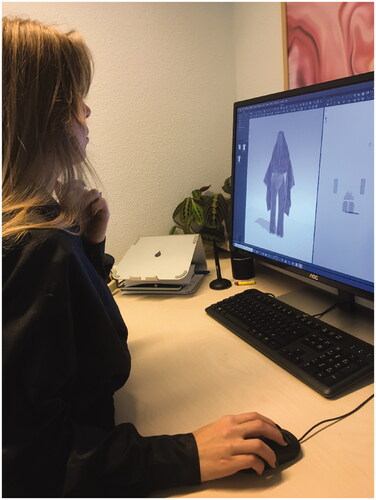 Figure 3 The Fabricant’s creative director Amber Jae Slooten draping directly on an avatar. Photo: author.