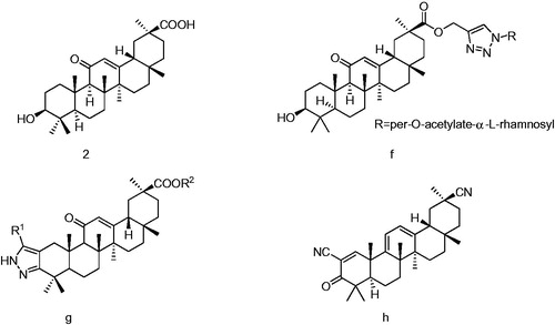 Figure 2. Chemical structures of glycyrrhetic acid and its derivatives.