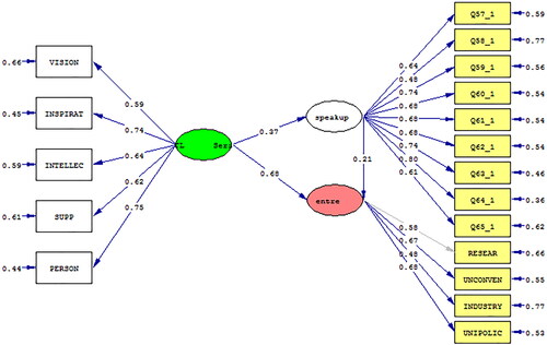 Figure 2. Structural equation modelling results: The standardised values.Source: computed in this study.