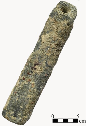 Figure 12. One of two coastal sounding leads found near the Boot Reef shipwreck’s rudder hardware. It is unusual in that it is roughly square in profile and doesn’t taper over the course of its length (photo: Kieran Hosty).