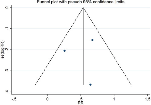 Figure 7. Funnel plot of studies using immunohistochemistry detection. RR: Relative risk.