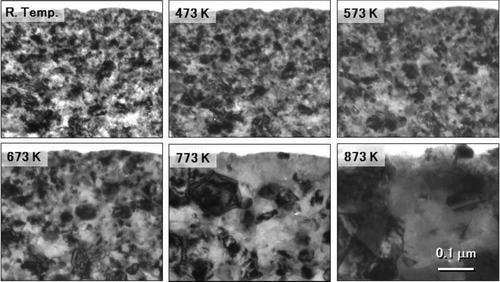 Fig. 9 Annealing of microstructure near the sliding surface.