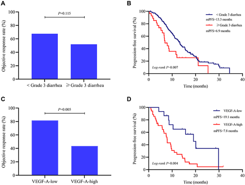 Figure 4 Exploration of potential factors or biomarkers influencing efficacy and outcome of pyrotinib-based therapy.