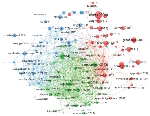 Figure 8. Bibliographic coupling network visualization of WOS articles stemming from the analysis.