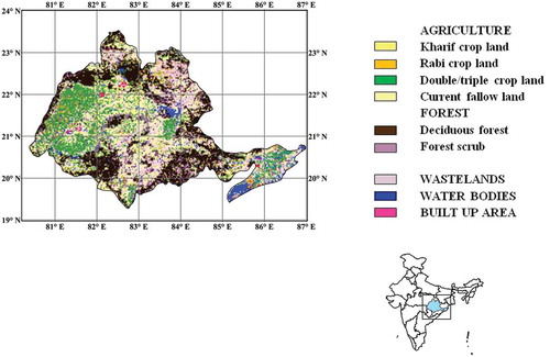 Figure 1. Land use/land cover in the Mahanadi basin (2010).