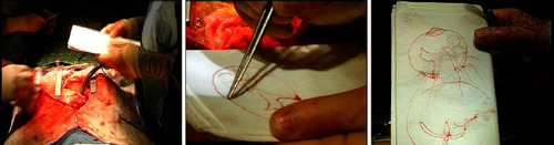 Figure 2. Swab Drawing: Stills from video, Jane Prophet, 2003. Photo Jane Prophet, courtesy of the authors