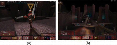 FIGURE 1 In-game screenshots of Quake III Arena. (Color figure available online.)