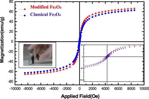 Figure 2. Magnetization curves for Fe3O4 NPs at room temperature.